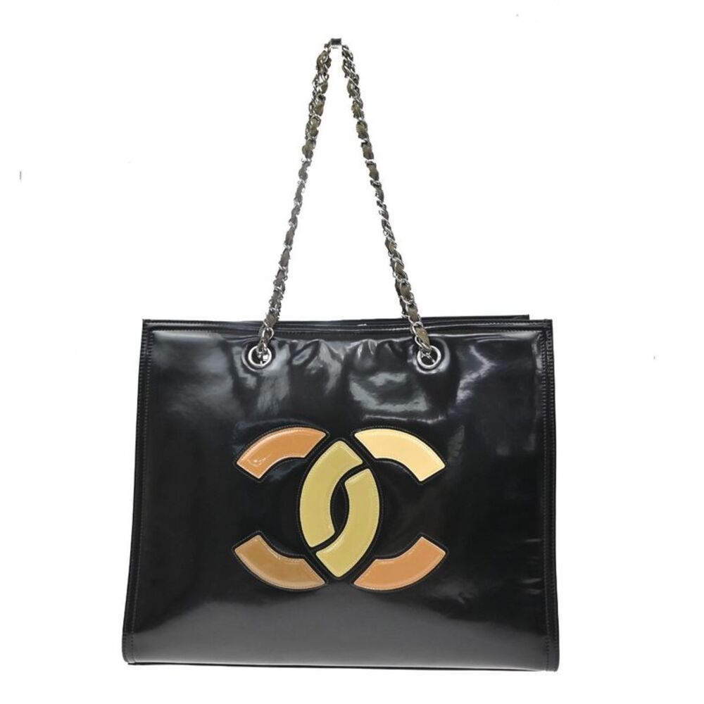Chanel Lipstick Open Patent Vinyl Black Patent_Leather Tote Bag Bag